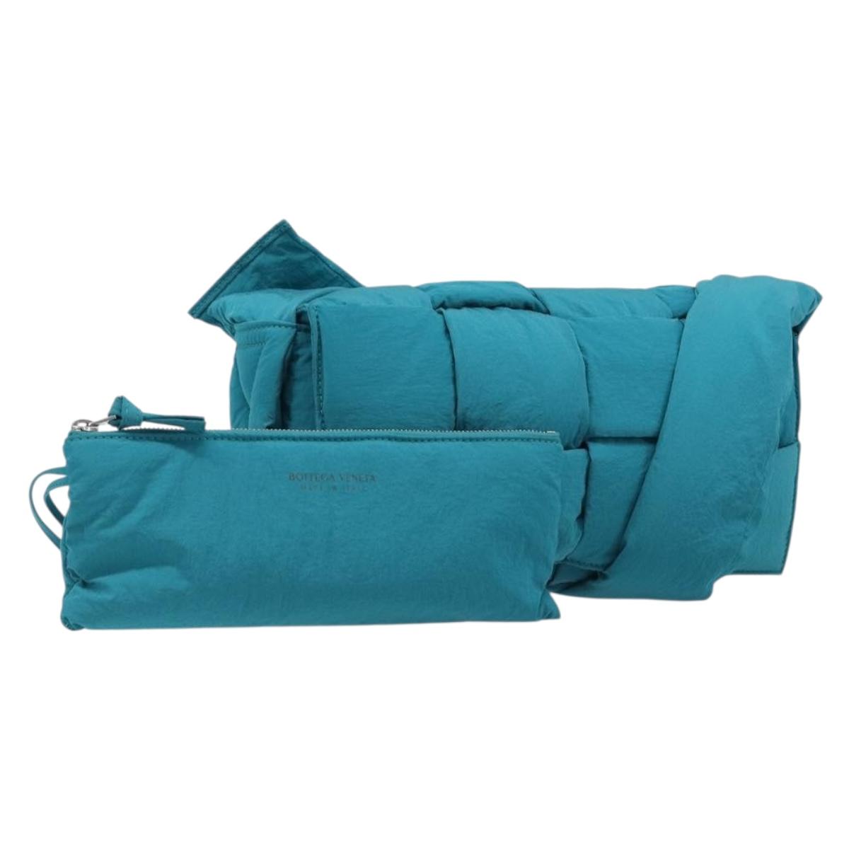BOTTEGA VENETA MAXI INTRECCIATO Cassette Bag Nylon Turquoise Blue Auth 199207V