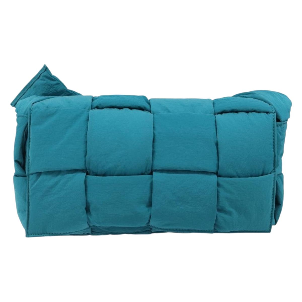 BOTTEGA VENETA MAXI INTRECCIATO Cassette Bag Nylon Turquoise Blue Auth 199207V