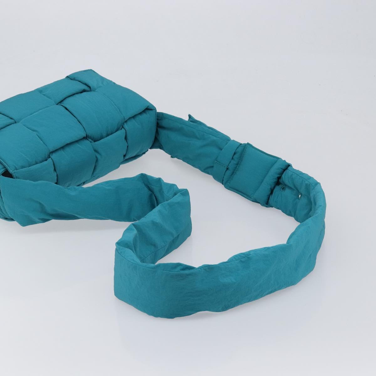 BOTTEGA VENETA MAXI INTRECCIATO Cassette Bag Nylon Turquoise Blue Auth 199207V