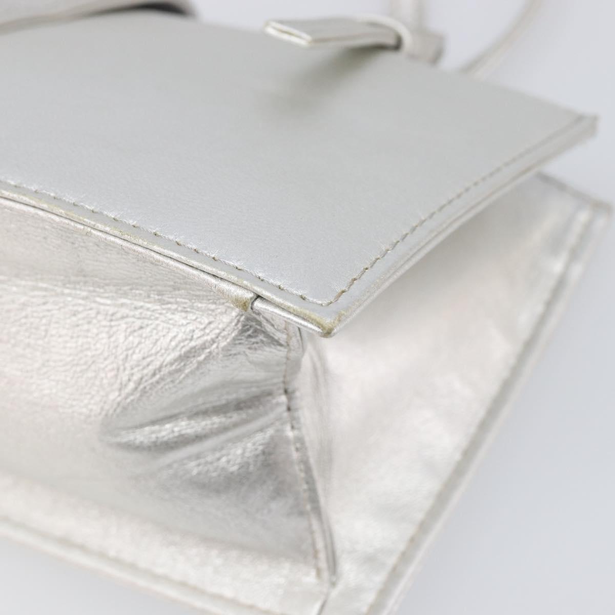FENDI Mamma Baguette Hand Bag Leather Silver Auth 199212SAV