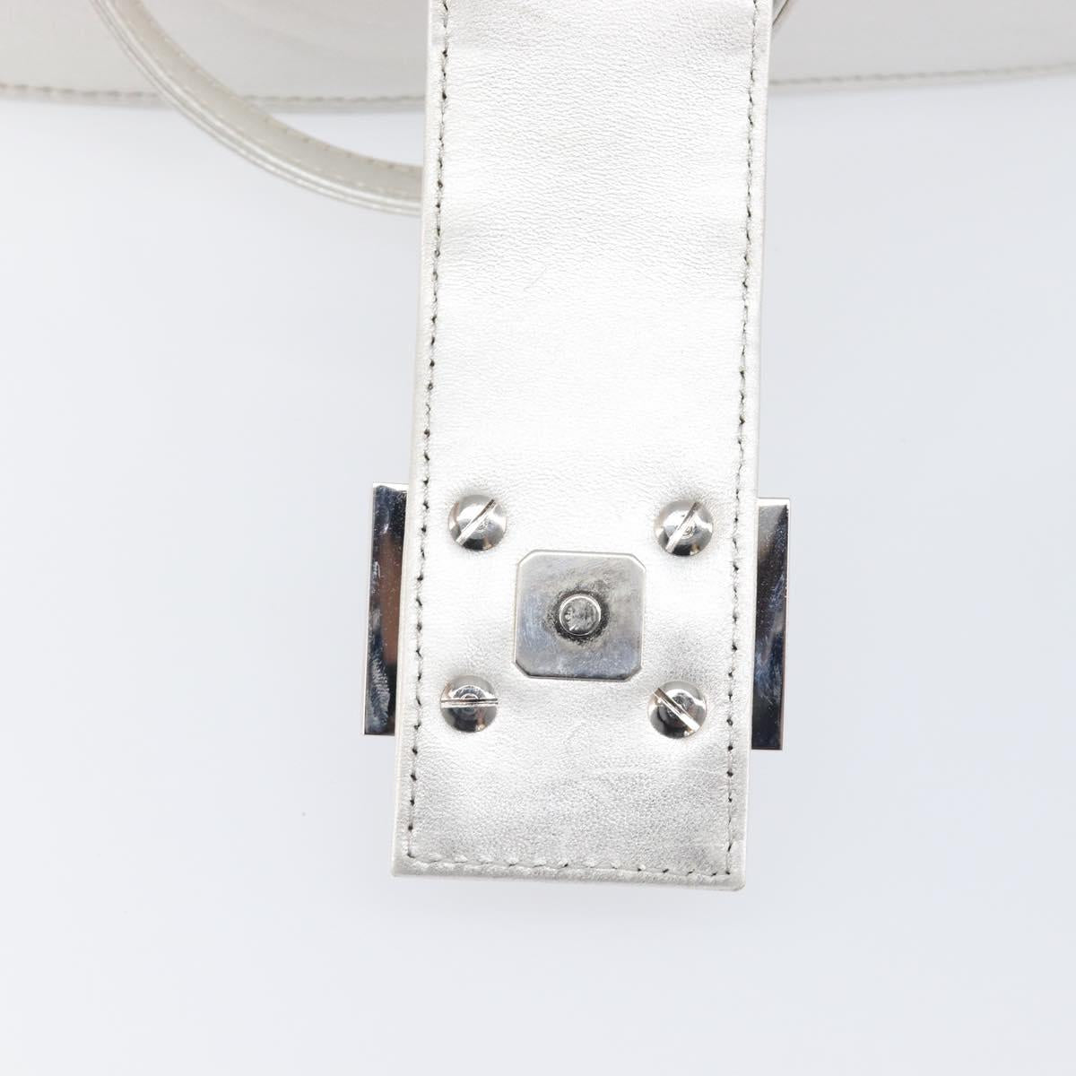 FENDI Mamma Baguette Hand Bag Leather Silver Auth 199212SAV