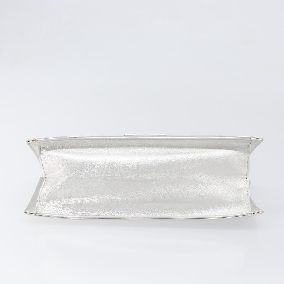 FENDI Mamma Baguette Hand Bag Leather Silver Auth 199212SAV