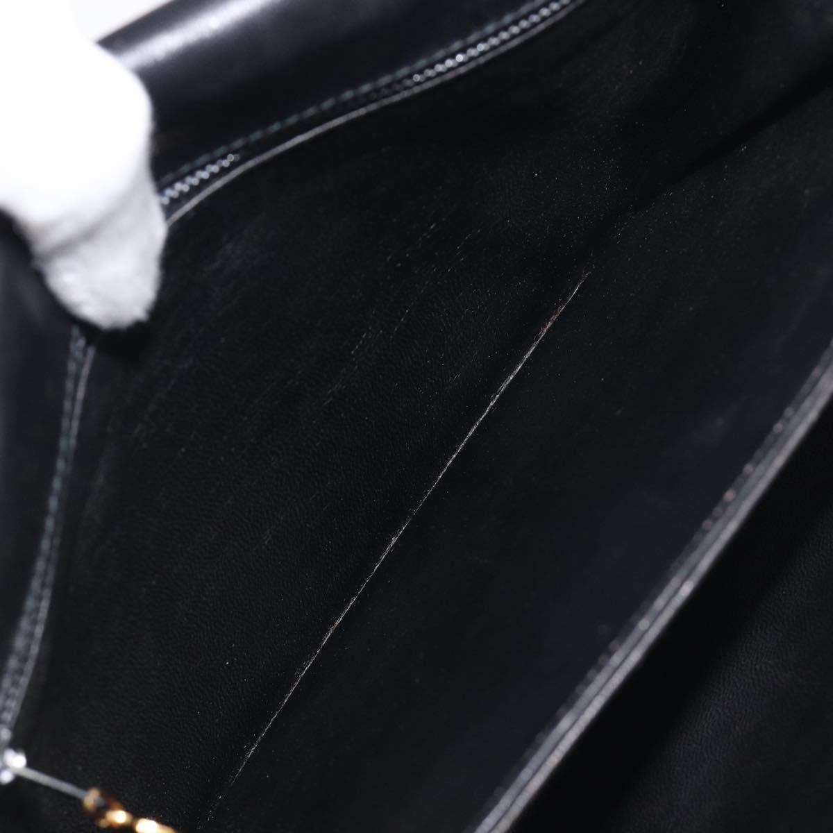 CELINE Shoulder Bag Leather Black Gold Auth 199214