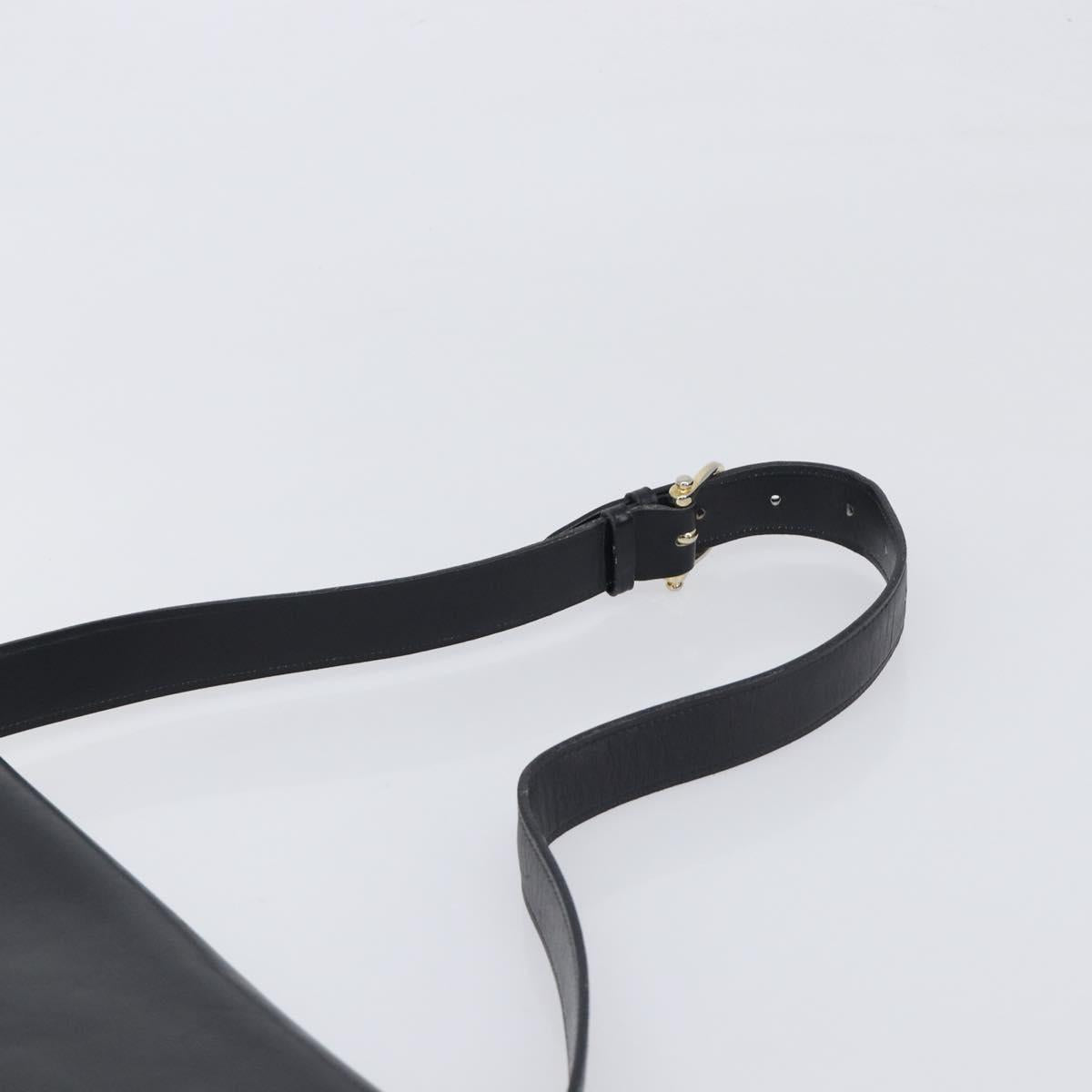 CELINE Shoulder Bag Leather Black Gold Auth 199214