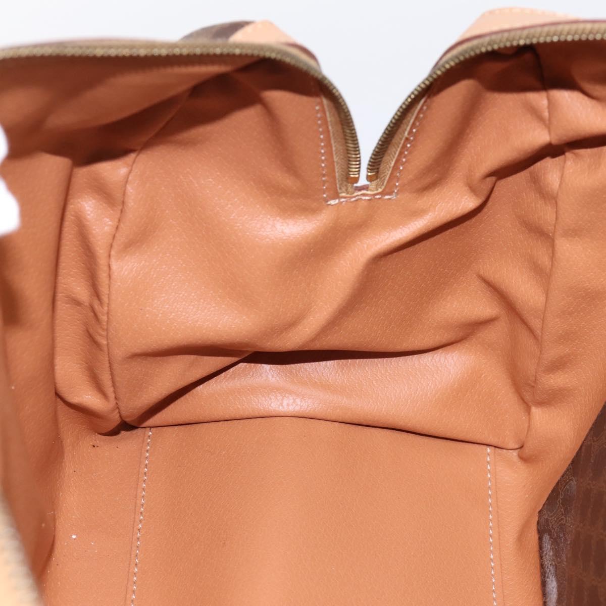 CELINE Macadam Canvas Boston Bag PVC Leather Brown Gold Auth 199217A