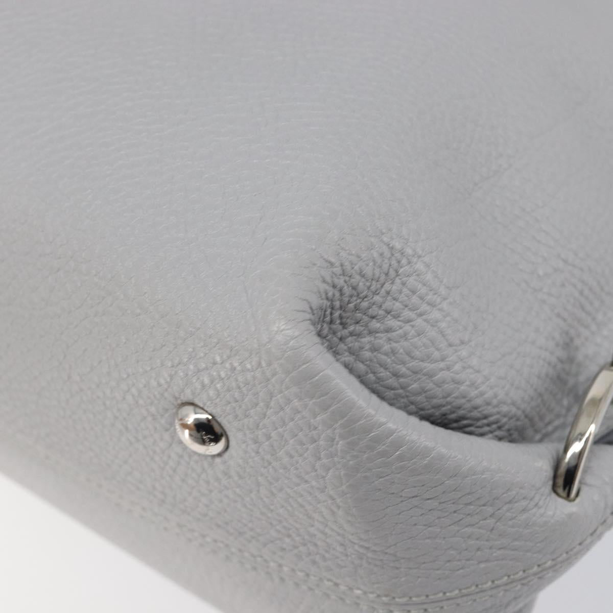 Salvatore Ferragamo Sofia Gancini Hand Bag Leather 2way Gray Silver Auth 199218V