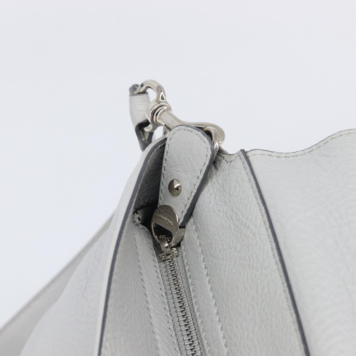 Salvatore Ferragamo Sofia Gancini Hand Bag Leather 2way Gray Silver Auth 199218V