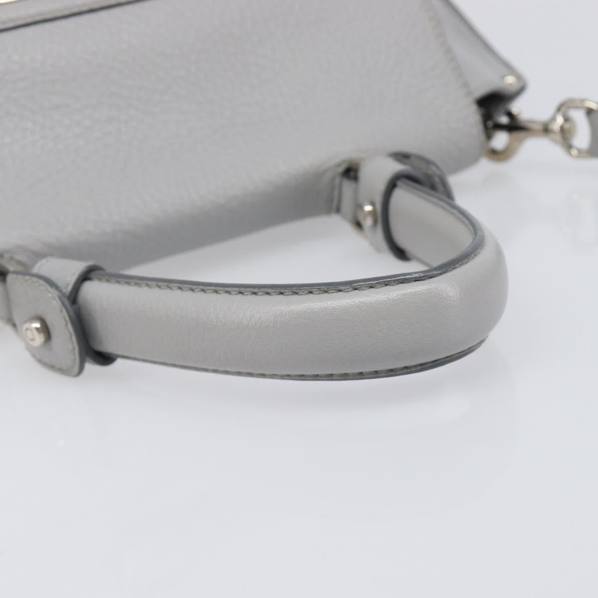 Salvatore Ferragamo Sofia Gancini Hand Bag Leather 2way Gray Silver Auth 199218V