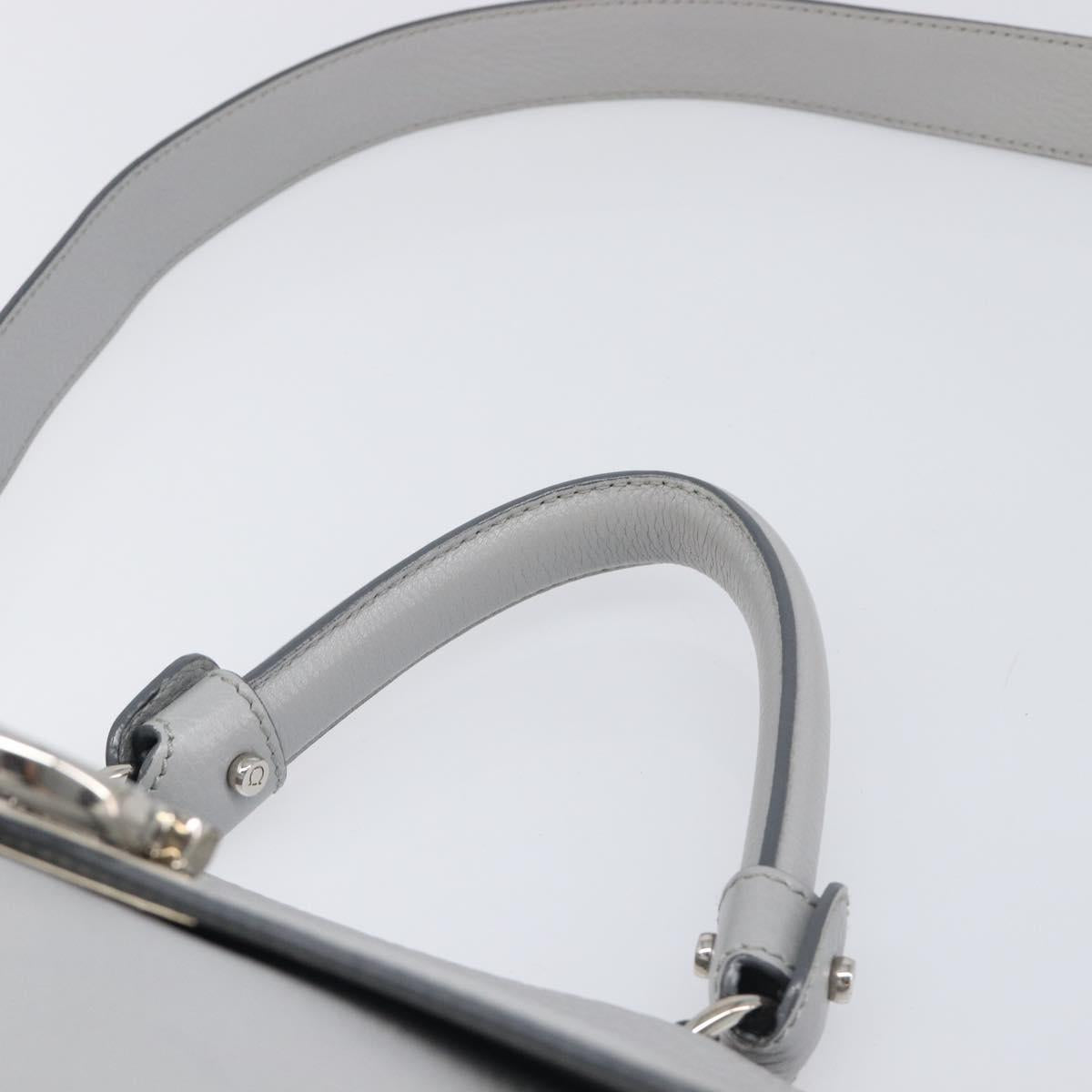 Salvatore Ferragamo Sofia Gancini Hand Bag Leather 2way Gray Silver Auth 199218V
