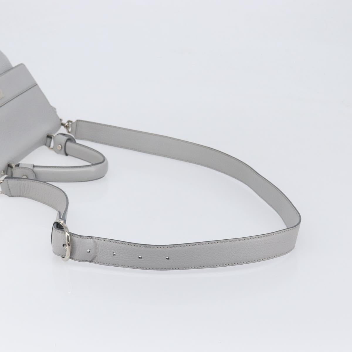 Salvatore Ferragamo Sofia Gancini Hand Bag Leather 2way Gray Silver Auth 199218V