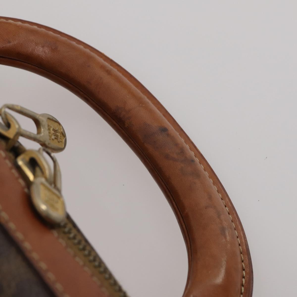CELINE Macadam Canvas Hand Bag PVC Leather 2way Brown Gold Auth 199219