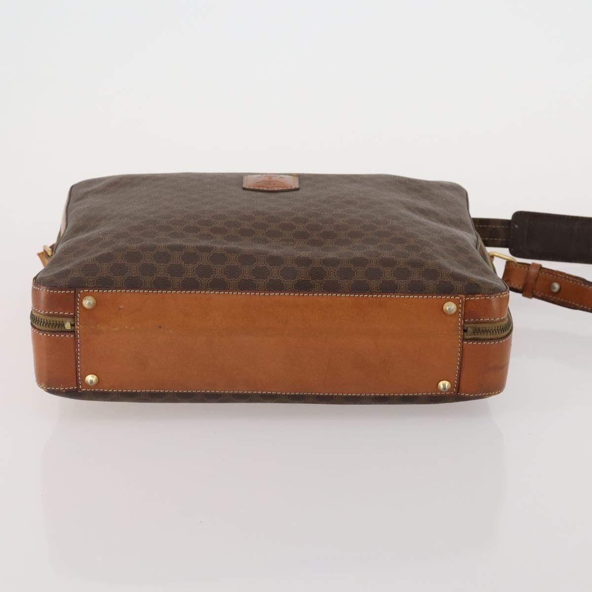 CELINE Macadam Canvas Hand Bag PVC Leather 2way Brown Gold Auth 199219