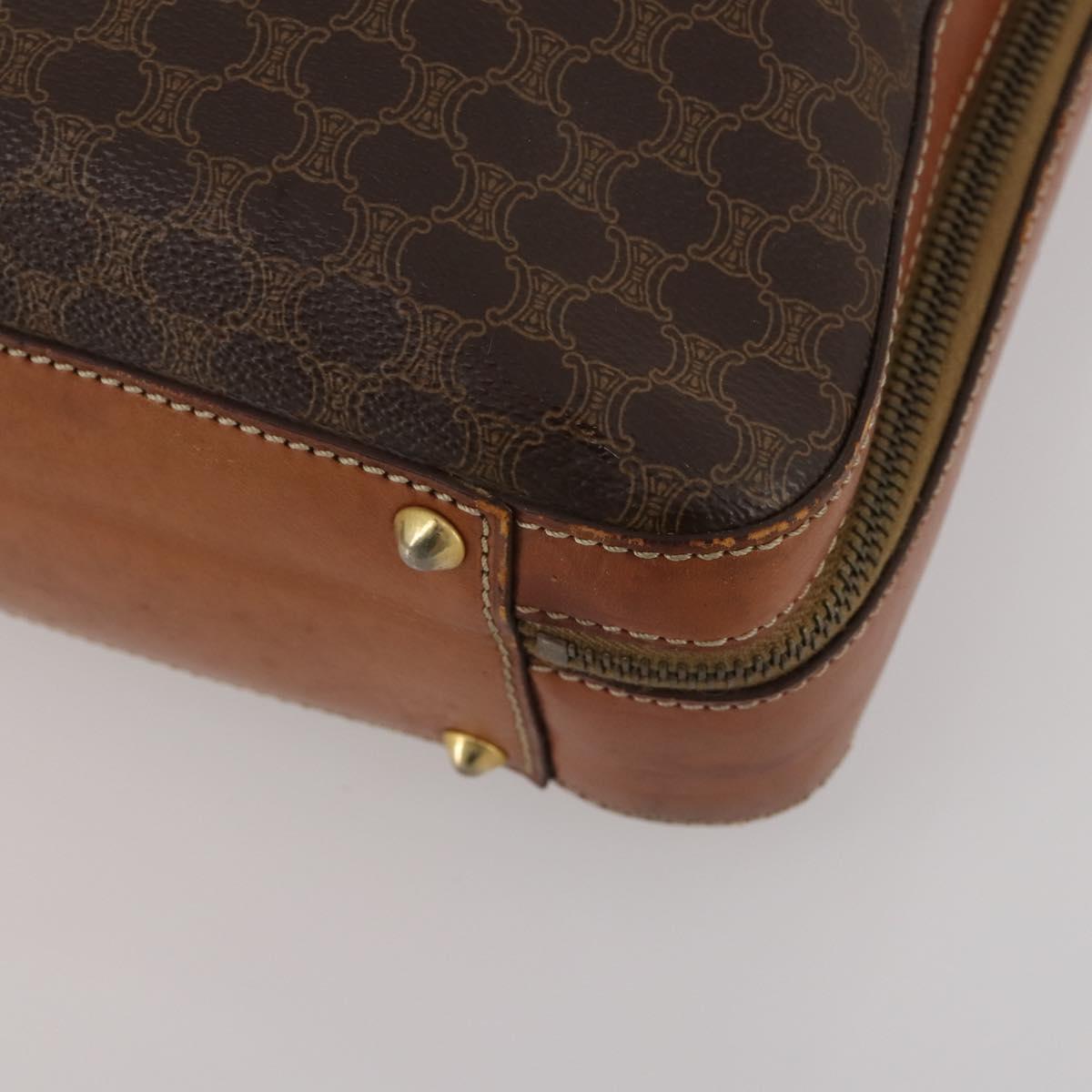 CELINE Macadam Canvas Hand Bag PVC Leather 2way Brown Gold Auth 199219