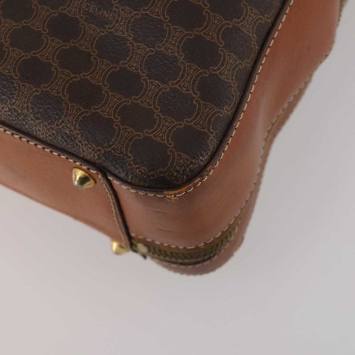 CELINE Macadam Canvas Hand Bag PVC Leather 2way Brown Gold Auth 199219