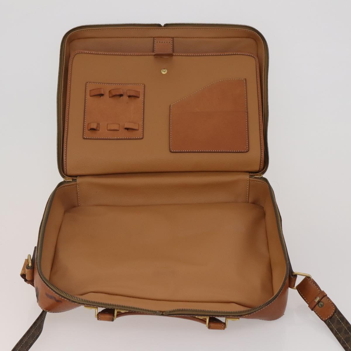 CELINE Macadam Canvas Hand Bag PVC Leather 2way Brown Gold Auth 199219