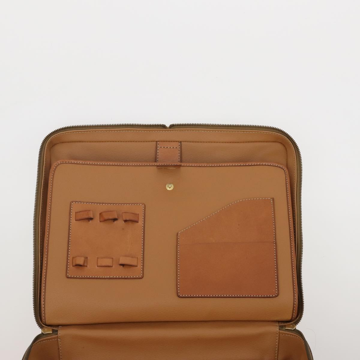 CELINE Macadam Canvas Hand Bag PVC Leather 2way Brown Gold Auth 199219