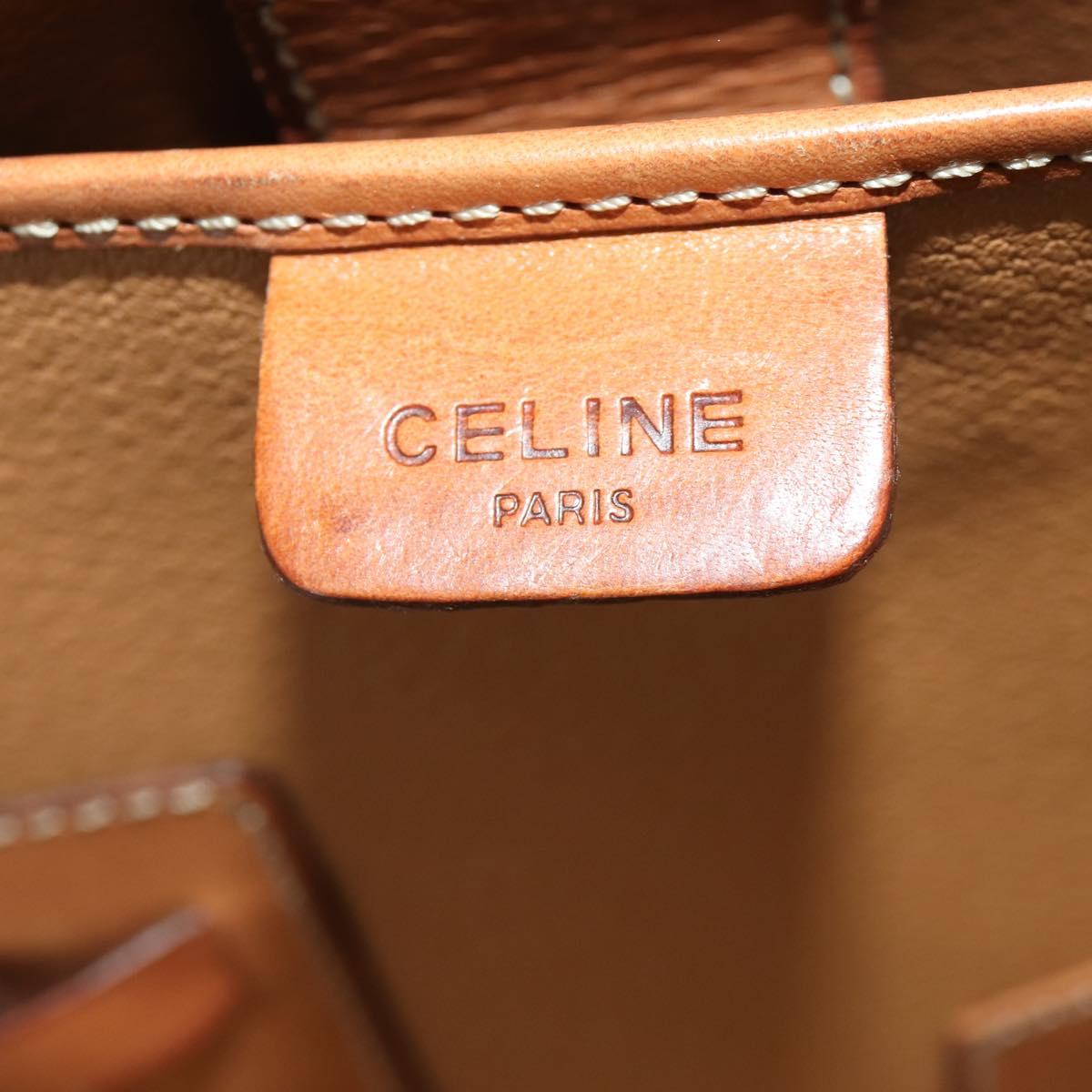 CELINE Macadam Canvas Hand Bag PVC Leather 2way Brown Gold Auth 199219