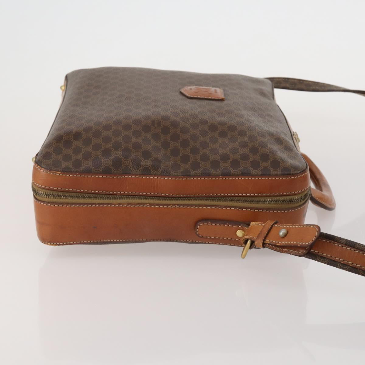 CELINE Macadam Canvas Hand Bag PVC Leather 2way Brown Gold Auth 199219