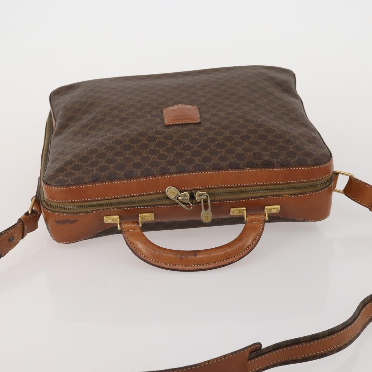 CELINE Macadam Canvas Hand Bag PVC Leather 2way Brown Gold Auth 199219