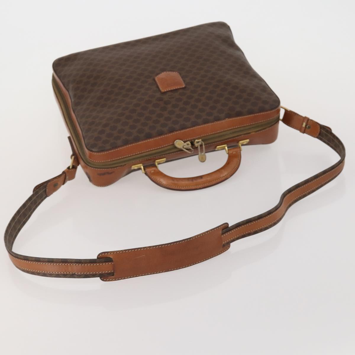 CELINE Macadam Canvas Hand Bag PVC Leather 2way Brown Gold Auth 199219