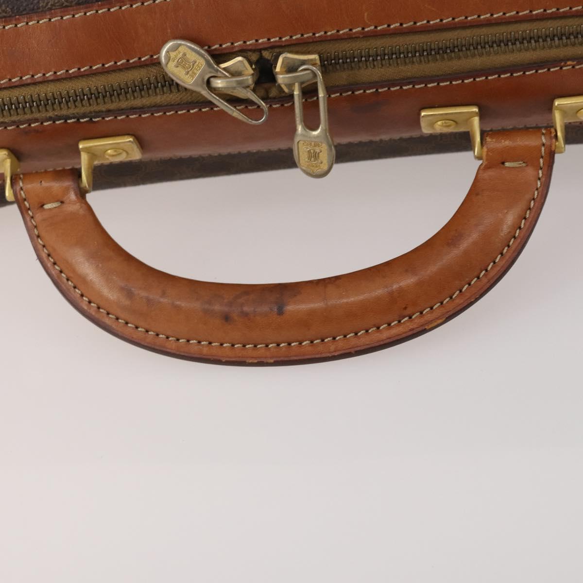 CELINE Macadam Canvas Hand Bag PVC Leather 2way Brown Gold Auth 199219
