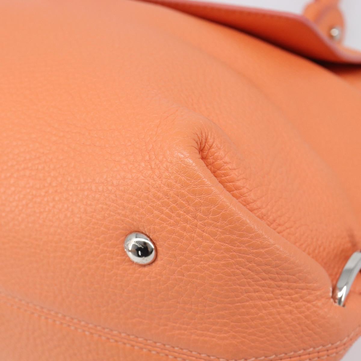 Salvatore Ferragamo Sofia Gancini Bag Leather 2way Orange Silver Auth 199221V