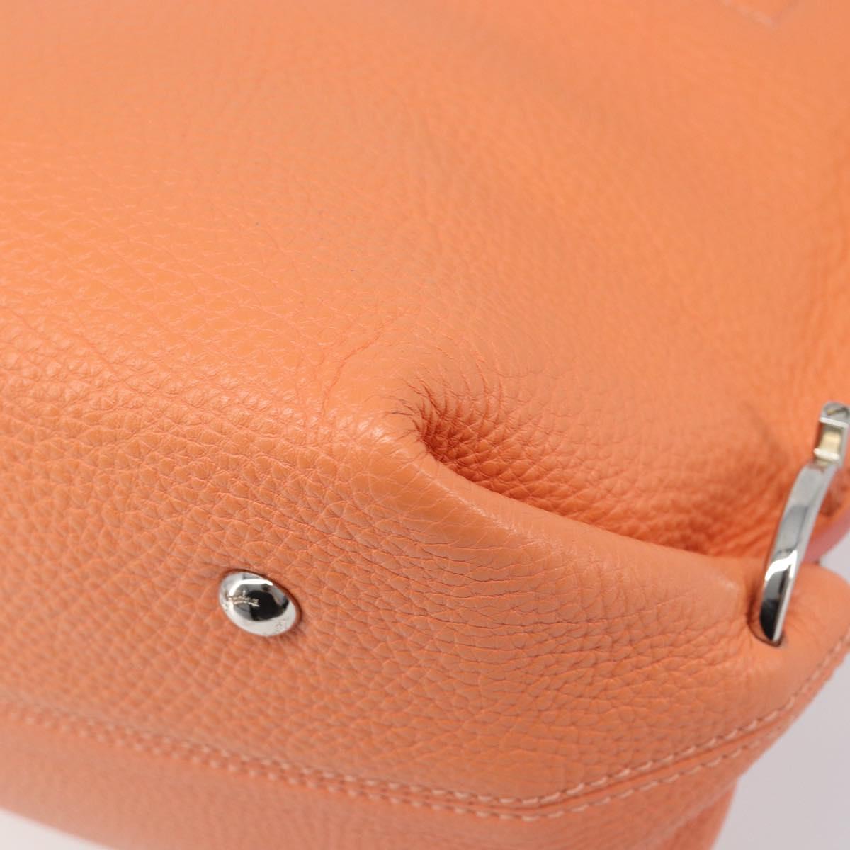 Salvatore Ferragamo Sofia Gancini Bag Leather 2way Orange Silver Auth 199221V
