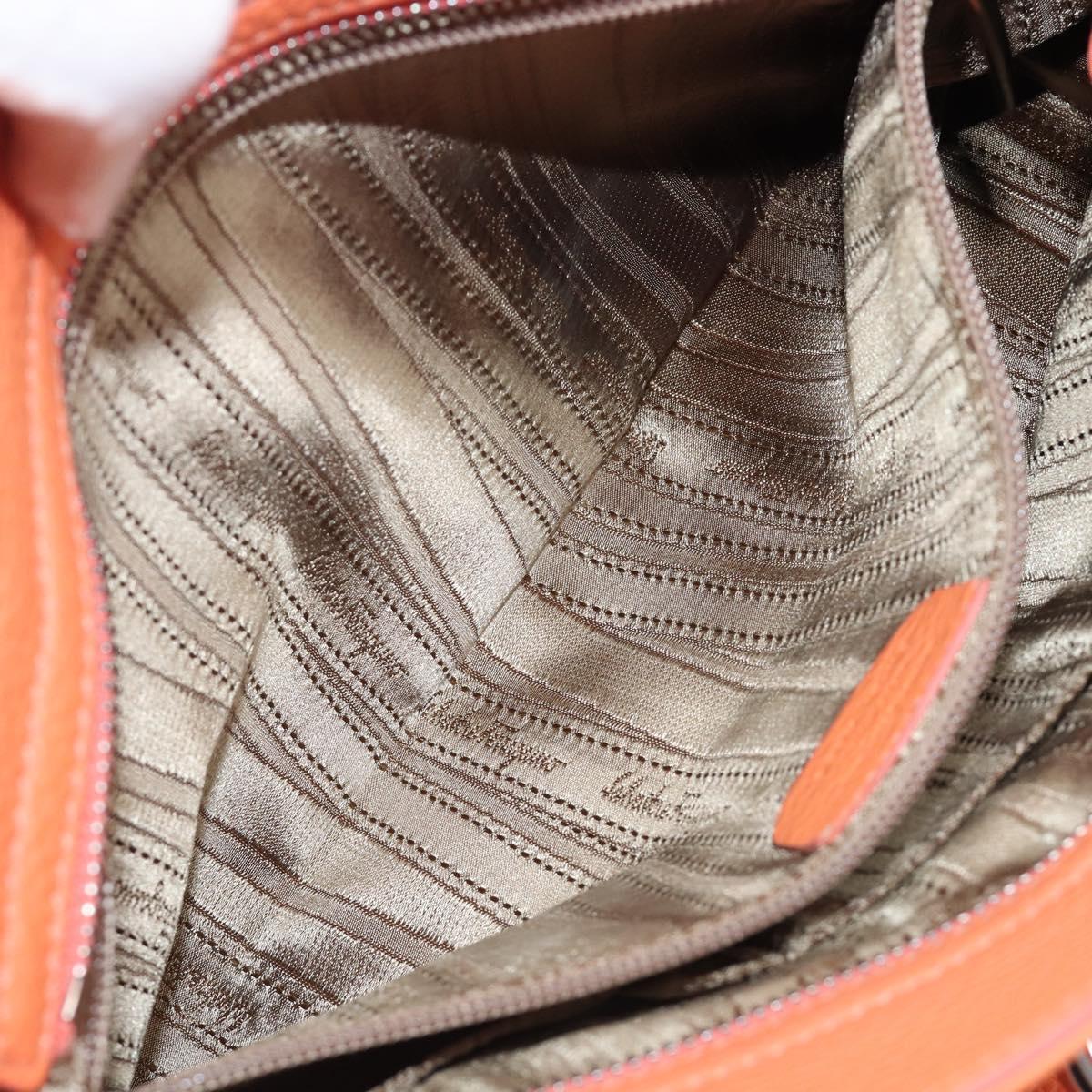 Salvatore Ferragamo Sofia Gancini Bag Leather 2way Orange Silver Auth 199221V