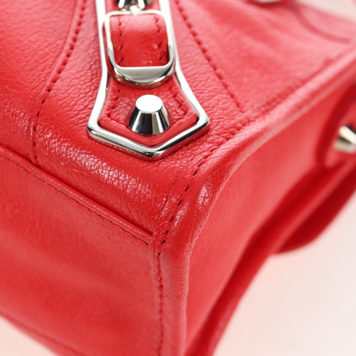 BALENCIAGA Metallic Edge Mini City Bag Leather 2way Red 390160 Auth 199223M
