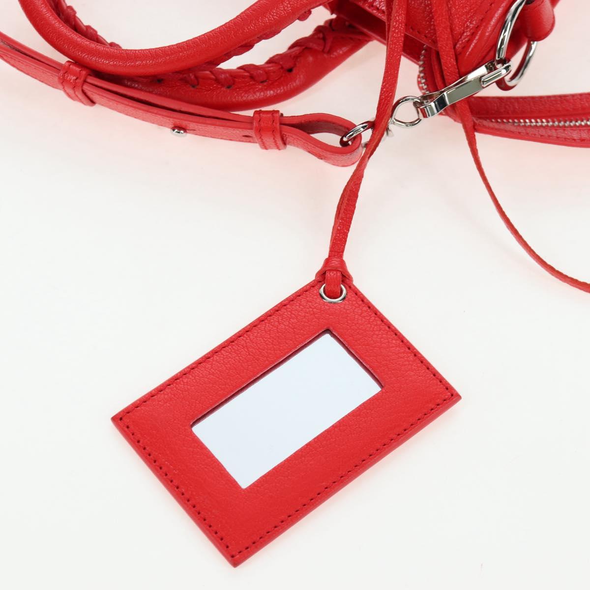 BALENCIAGA Metallic Edge Mini City Bag Leather 2way Red 390160 Auth 199223M