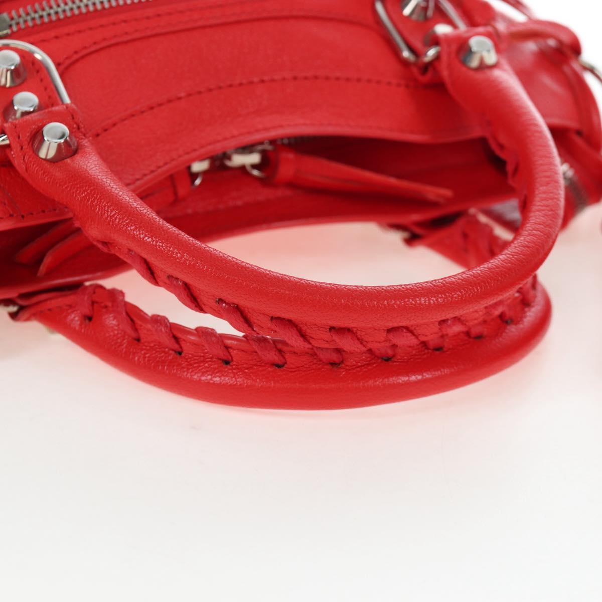 BALENCIAGA Metallic Edge Mini City Bag Leather 2way Red 390160 Auth 199223M