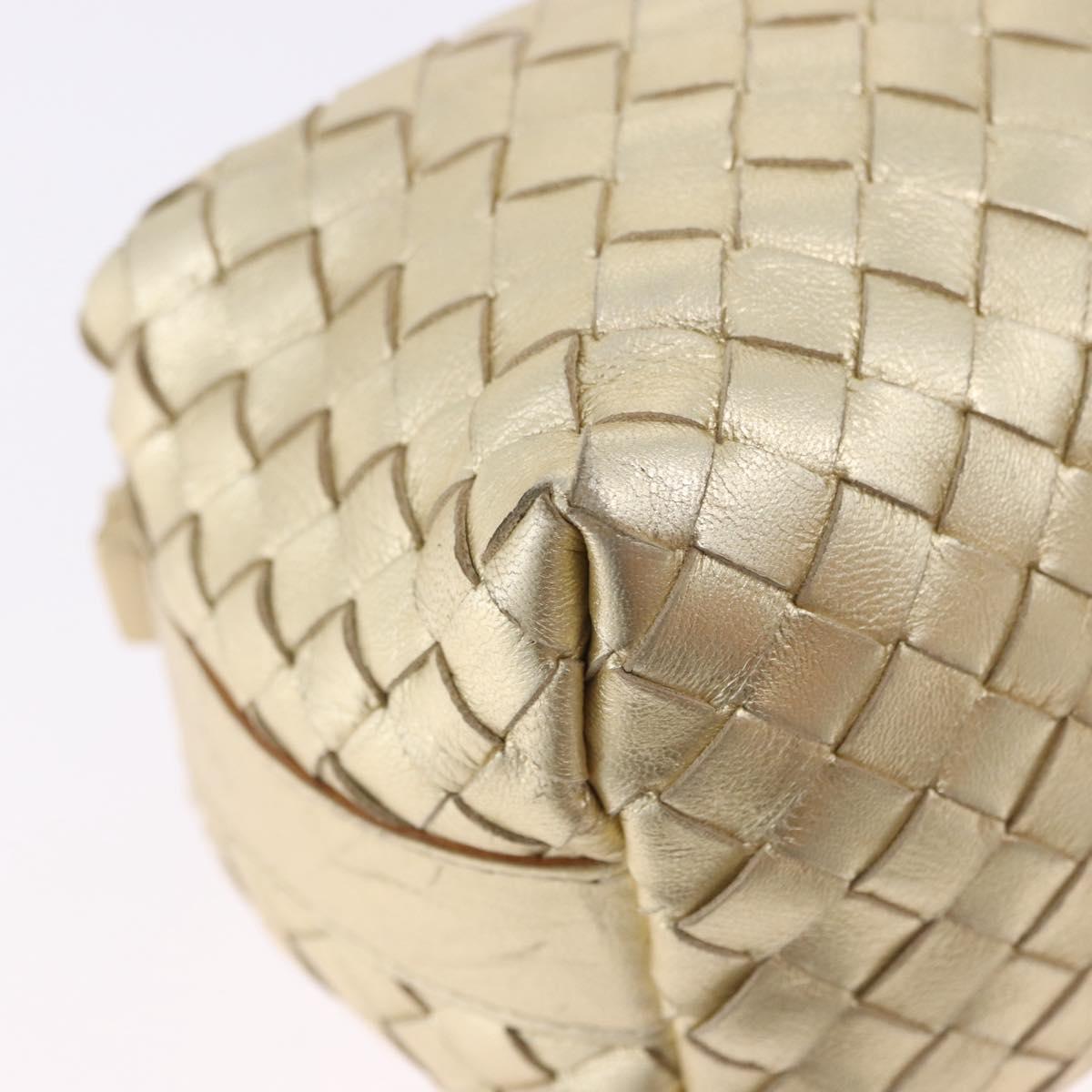 BOTTEGA VENETA INTRECCIATO Hand Pouch Leather Gold Auth 199226V