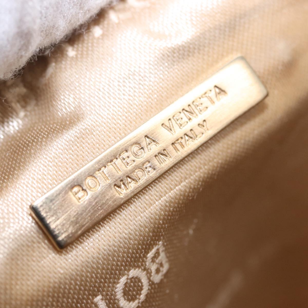 BOTTEGA VENETA INTRECCIATO Hand Pouch Leather Gold Auth 199226V