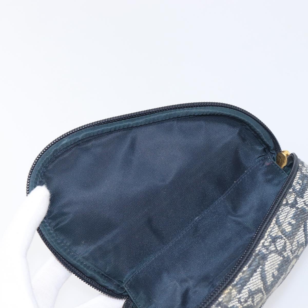 Christian Dior Trotter Canvas Saddle Pouch Navy Gold Auth 199228