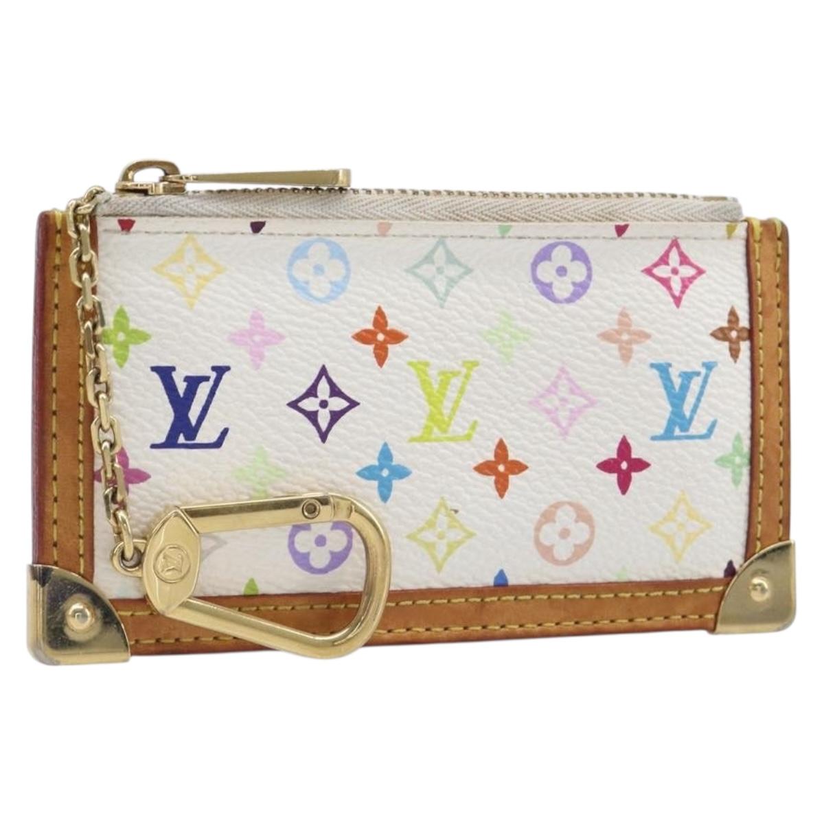LOUIS VUITTON Monogram Multicolor Pochette Cles Purse White M92655 Auth 199236A