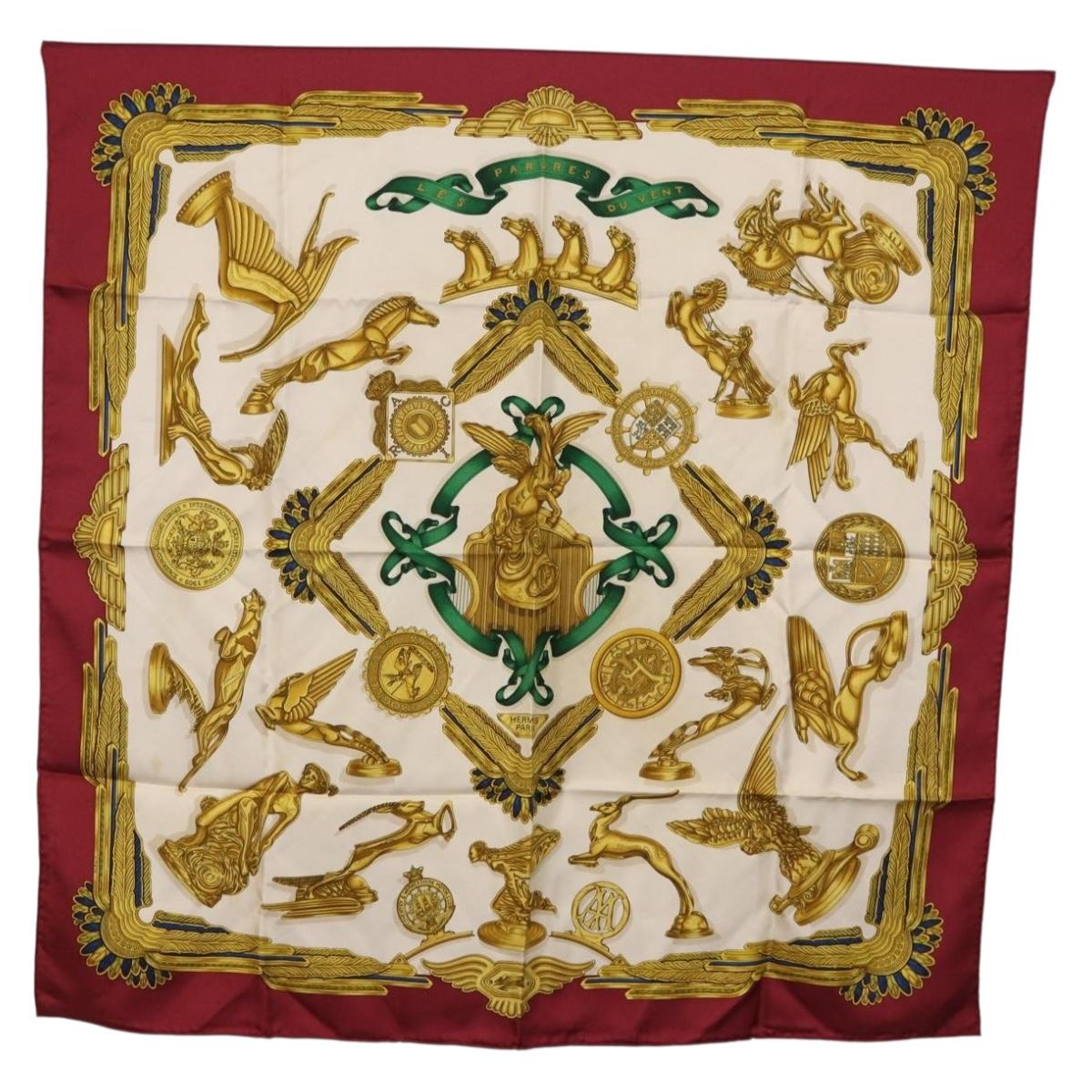 HERMES Carre 90 Scarf Silk Bordeaux Auth 199240