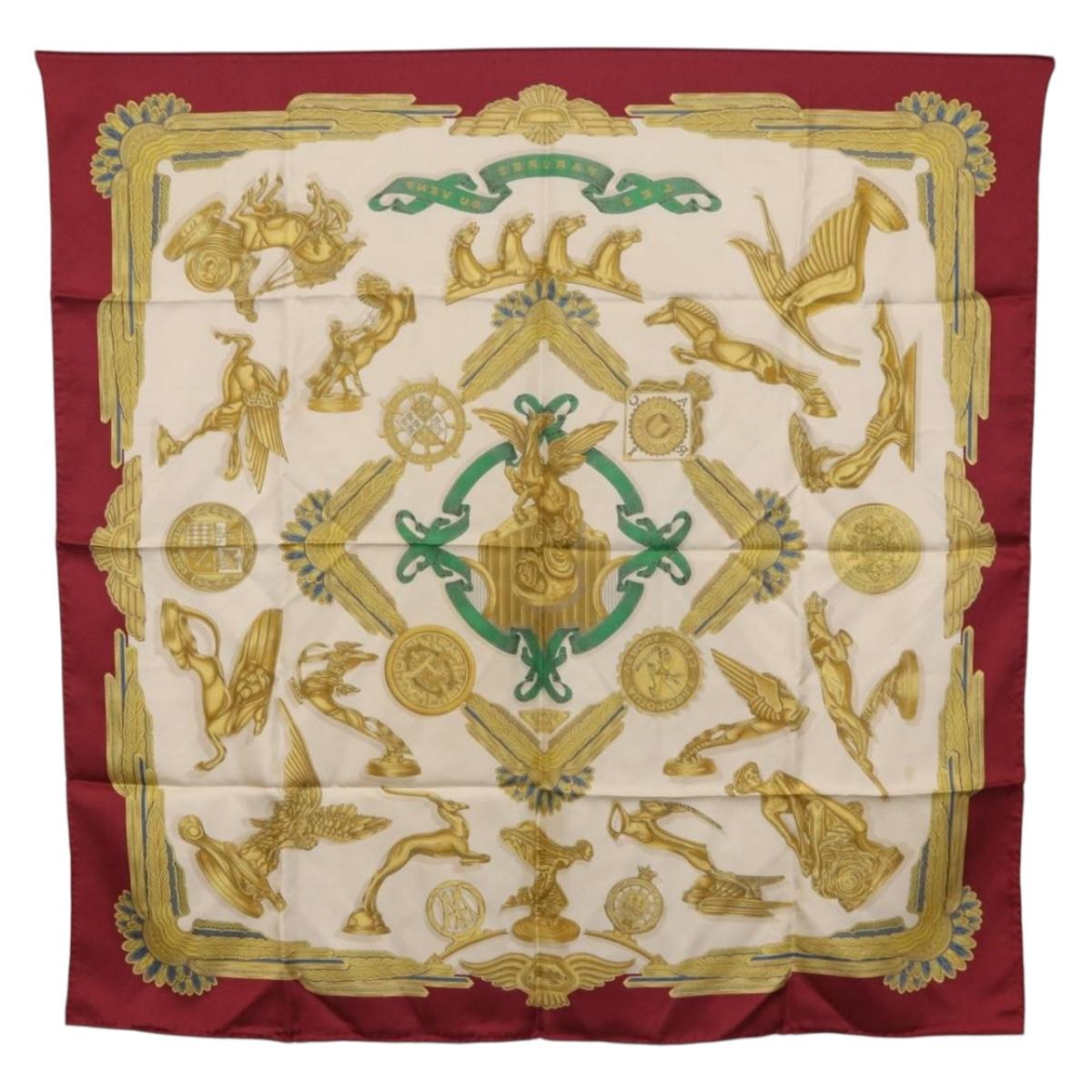 HERMES Carre 90 Scarf Silk Bordeaux Auth 199240