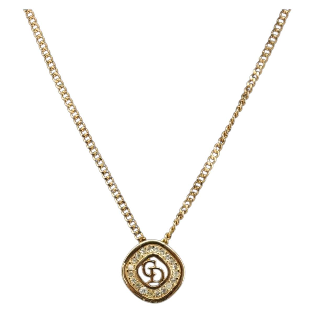 Christian Dior Necklace metal Gold Tone Auth 199276M