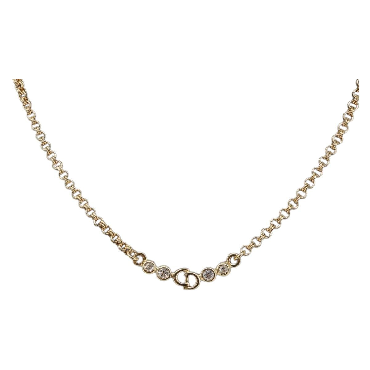 Christian Dior Necklace metal Gold Tone Auth 199305M