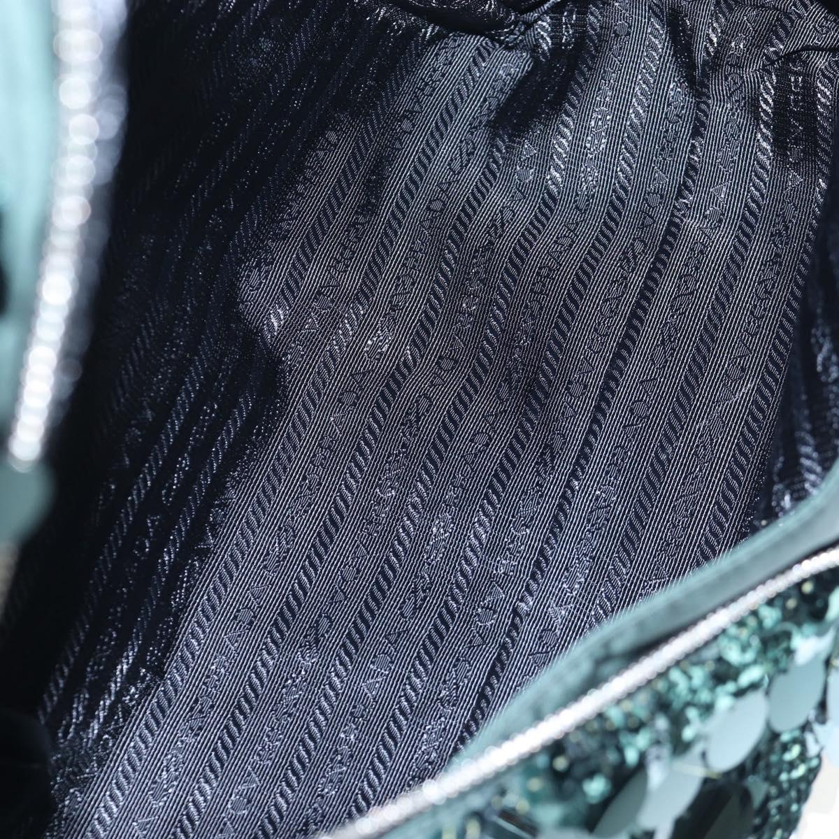 PRADA Shoulder Bag Sequin Green Silver Auth 199336SM