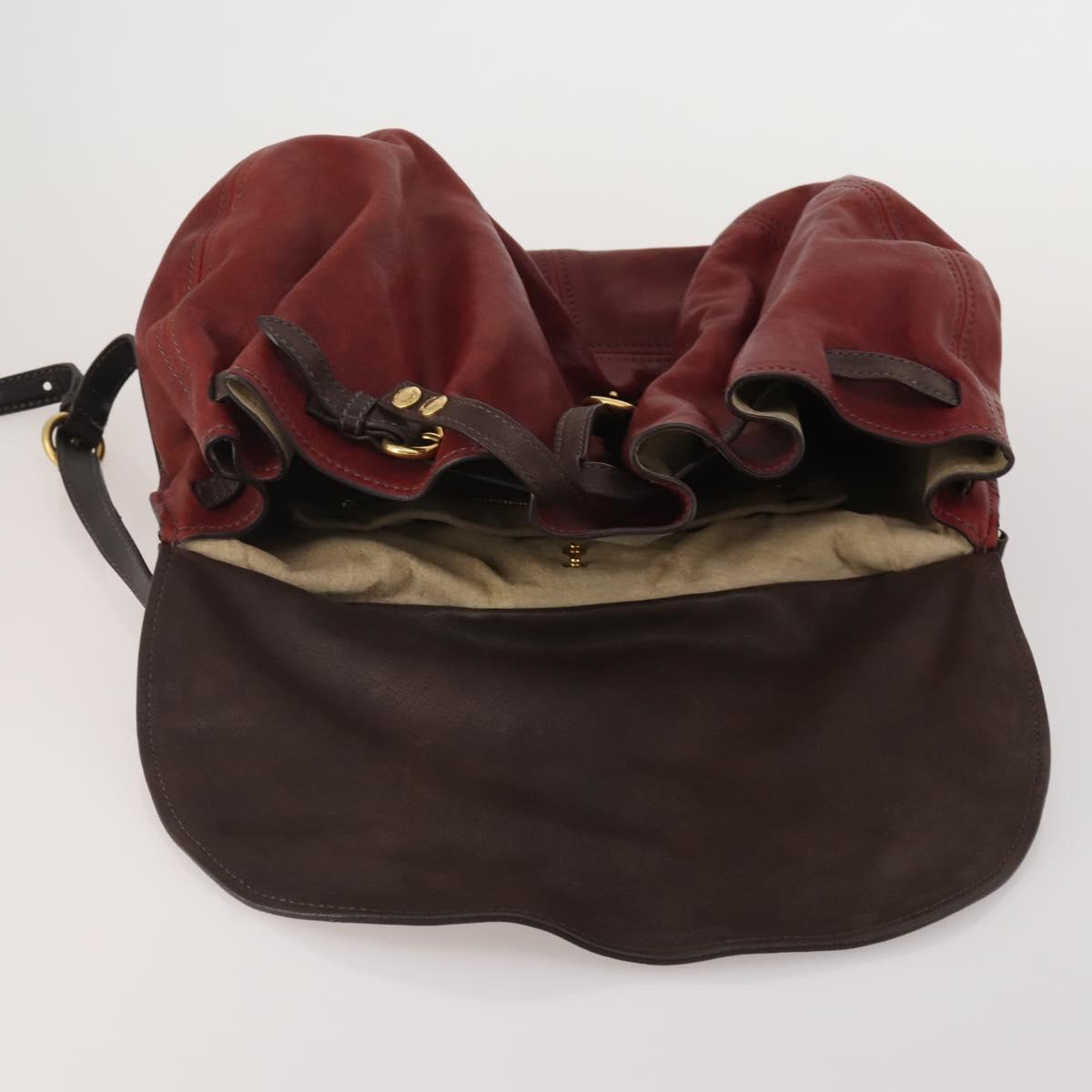 Miu Miu Hand Bag Leather 2way Red Gold Tone Auth 199339A