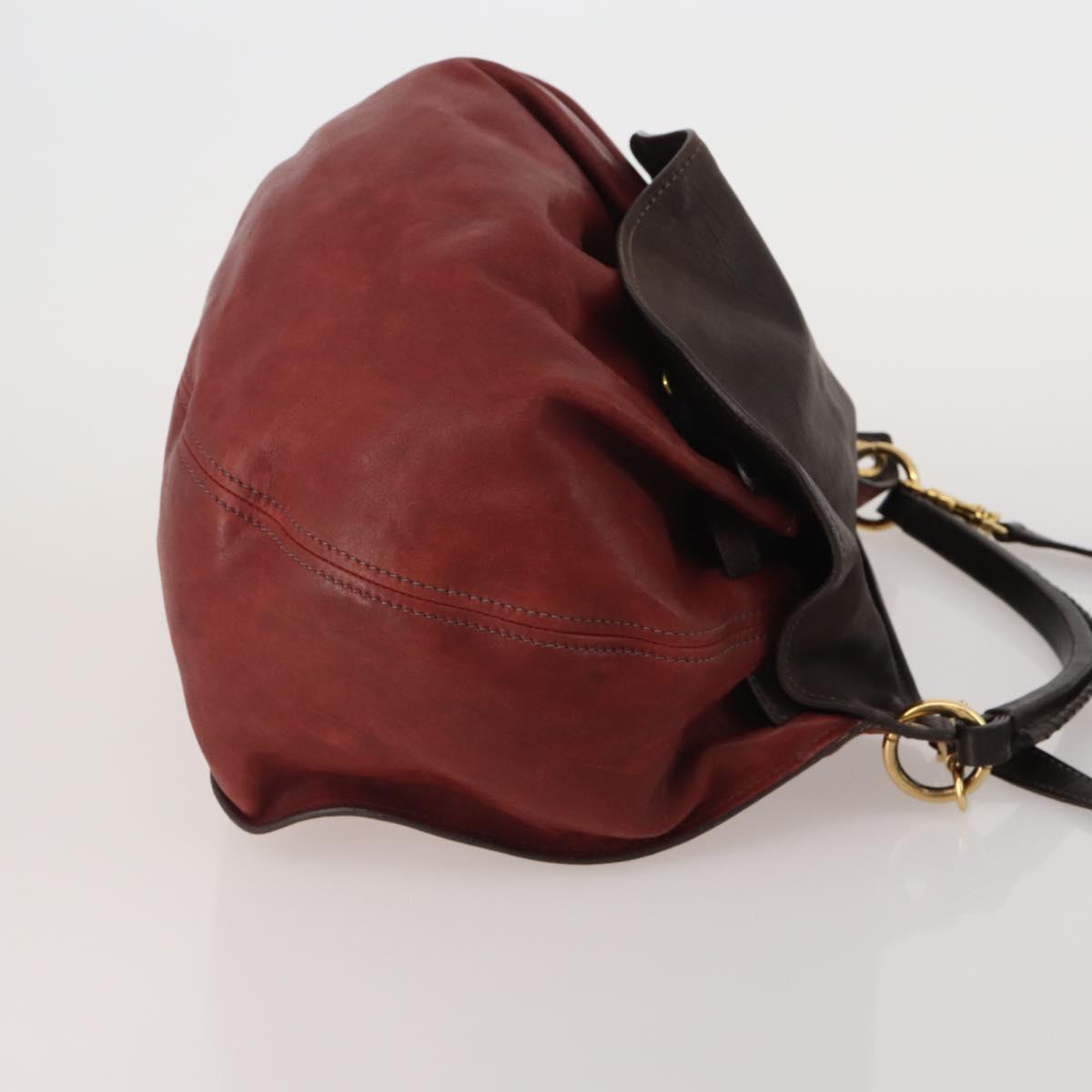 Miu Miu Hand Bag Leather 2way Red Gold Tone Auth 199339A