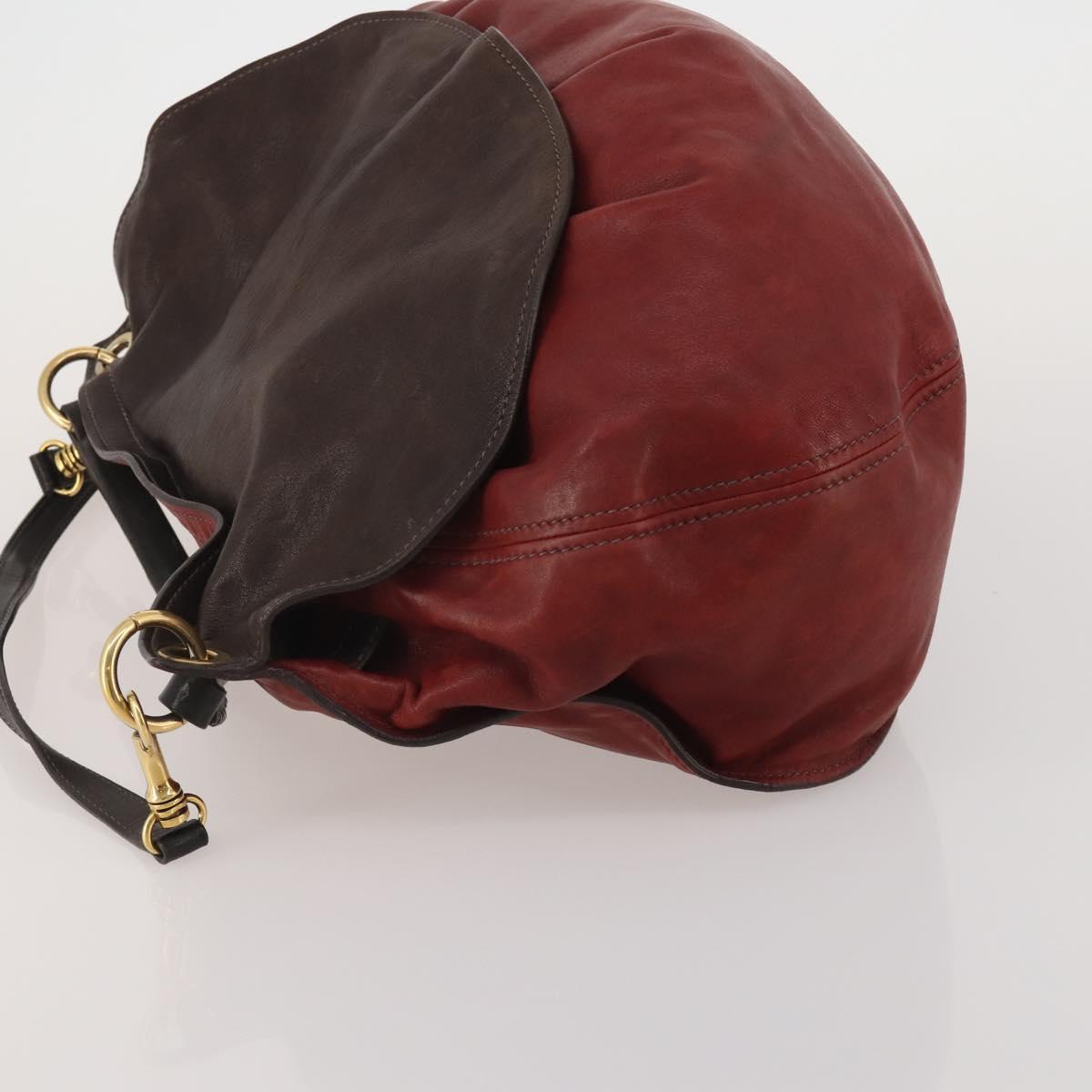 Miu Miu Hand Bag Leather 2way Red Gold Tone Auth 199339A