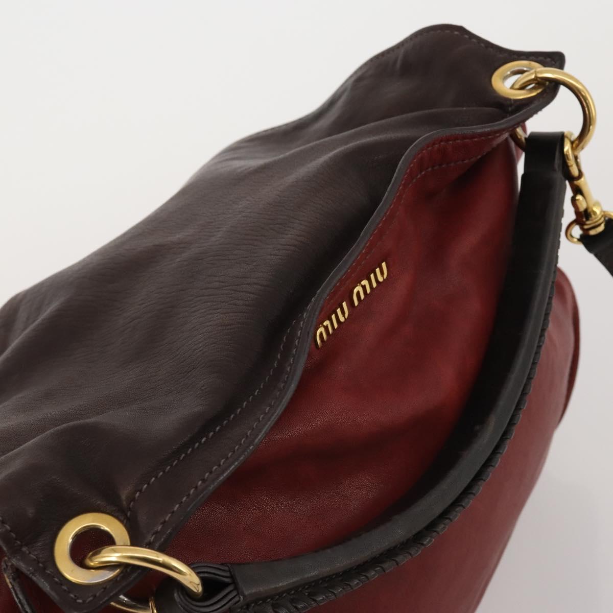 Miu Miu Hand Bag Leather 2way Red Gold Tone Auth 199339A