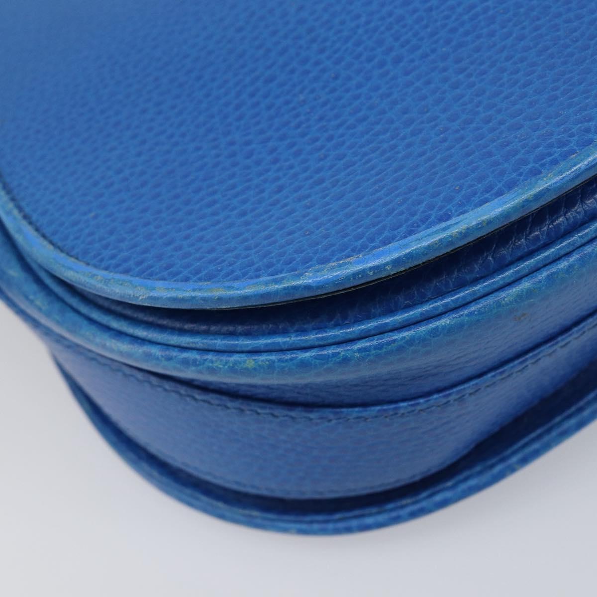 CARTIER Must Line Shoulder Bag Leather Blue Gold Tone Auth 199340