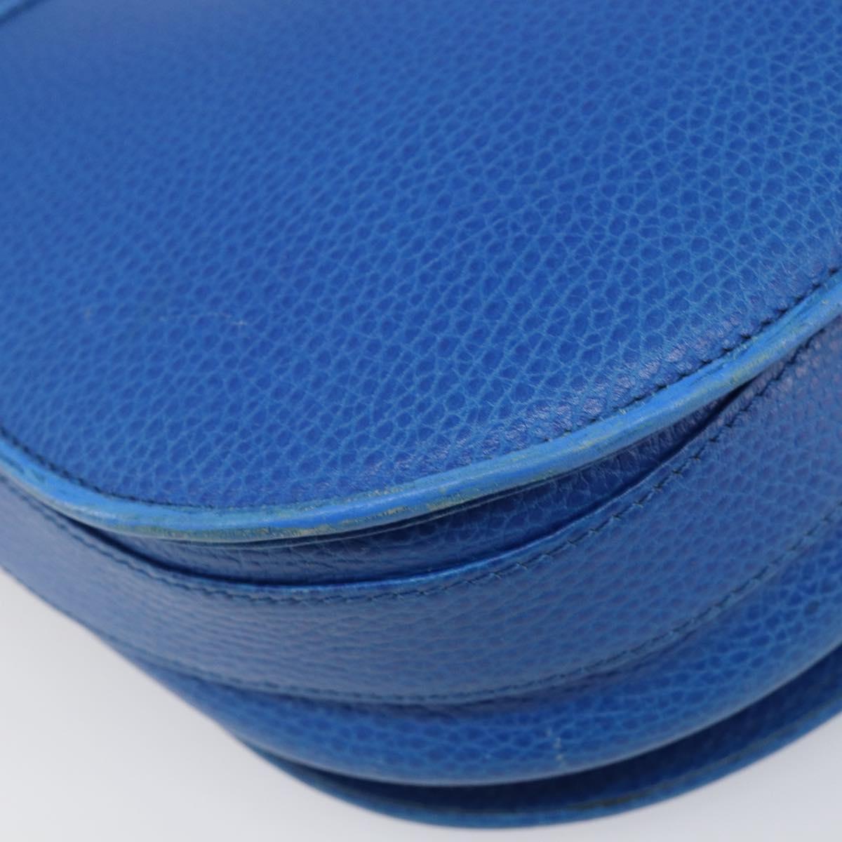 CARTIER Must Line Shoulder Bag Leather Blue Gold Tone Auth 199340