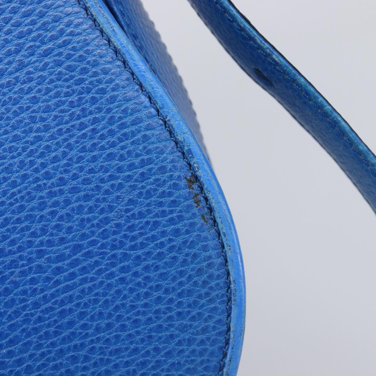CARTIER Must Line Shoulder Bag Leather Blue Gold Tone Auth 199340