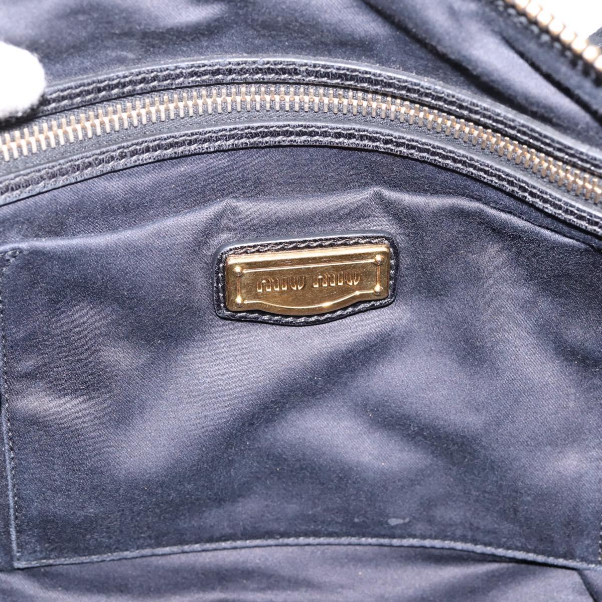 Miu Miu Vittello Shine Hand Bag Leather 2way Black Gold Tone Auth 199341V