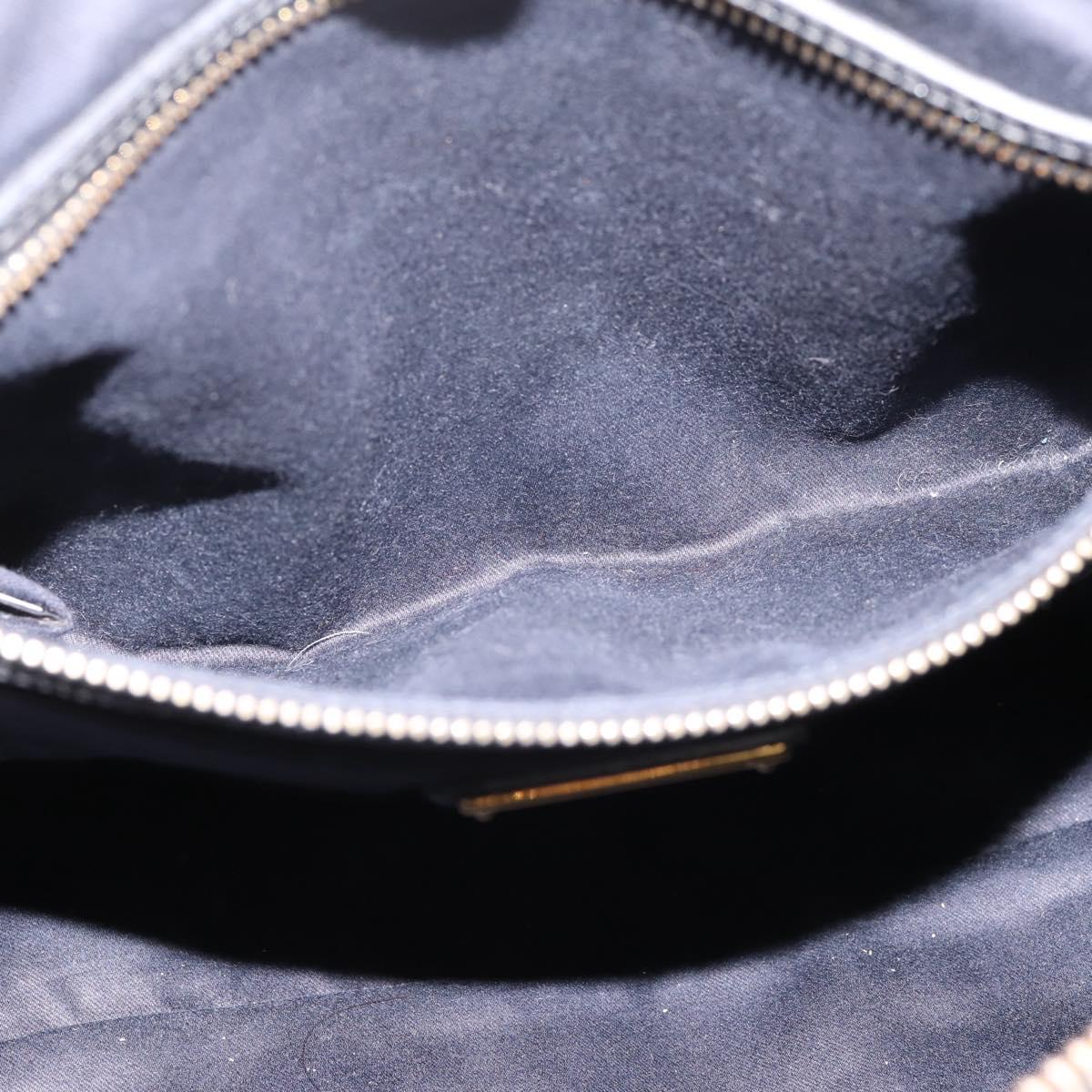 Miu Miu Vittello Shine Hand Bag Leather 2way Black Gold Tone Auth 199341V