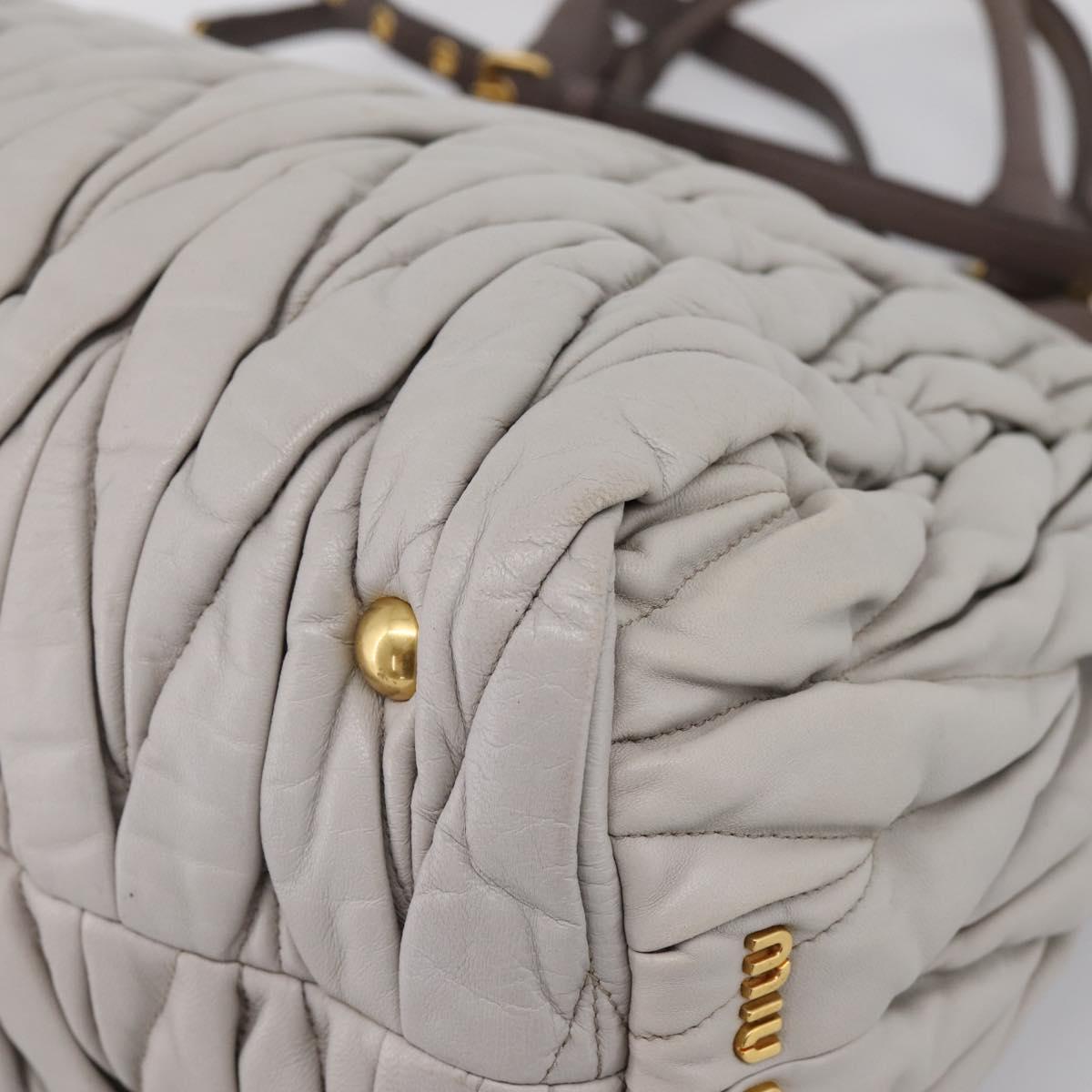 Miu Miu Matelasse Hand Bag Leather 2way Gray Gold Tone Auth 199342A